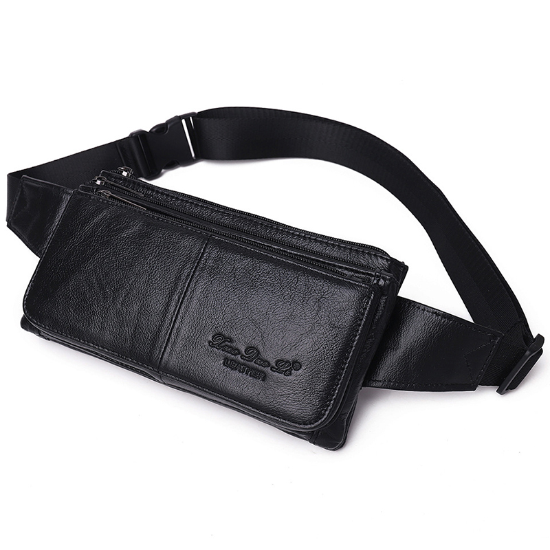 Leatherwork Fasteners - Herentas heuptas riemtas portemonnee echt leder