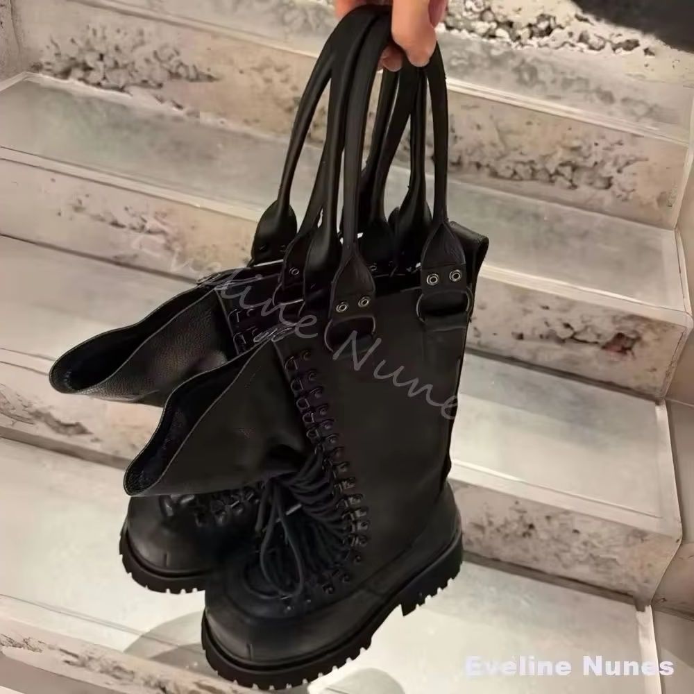 Leatherwork Boots - Retro Echt Lederen Motorlaarzen Vrouwen Grote