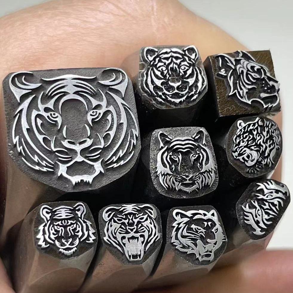 Leatherwork Embossing - Tijgerkop Ontwerp Metalen Punch Sieraden Stempelgereedschap