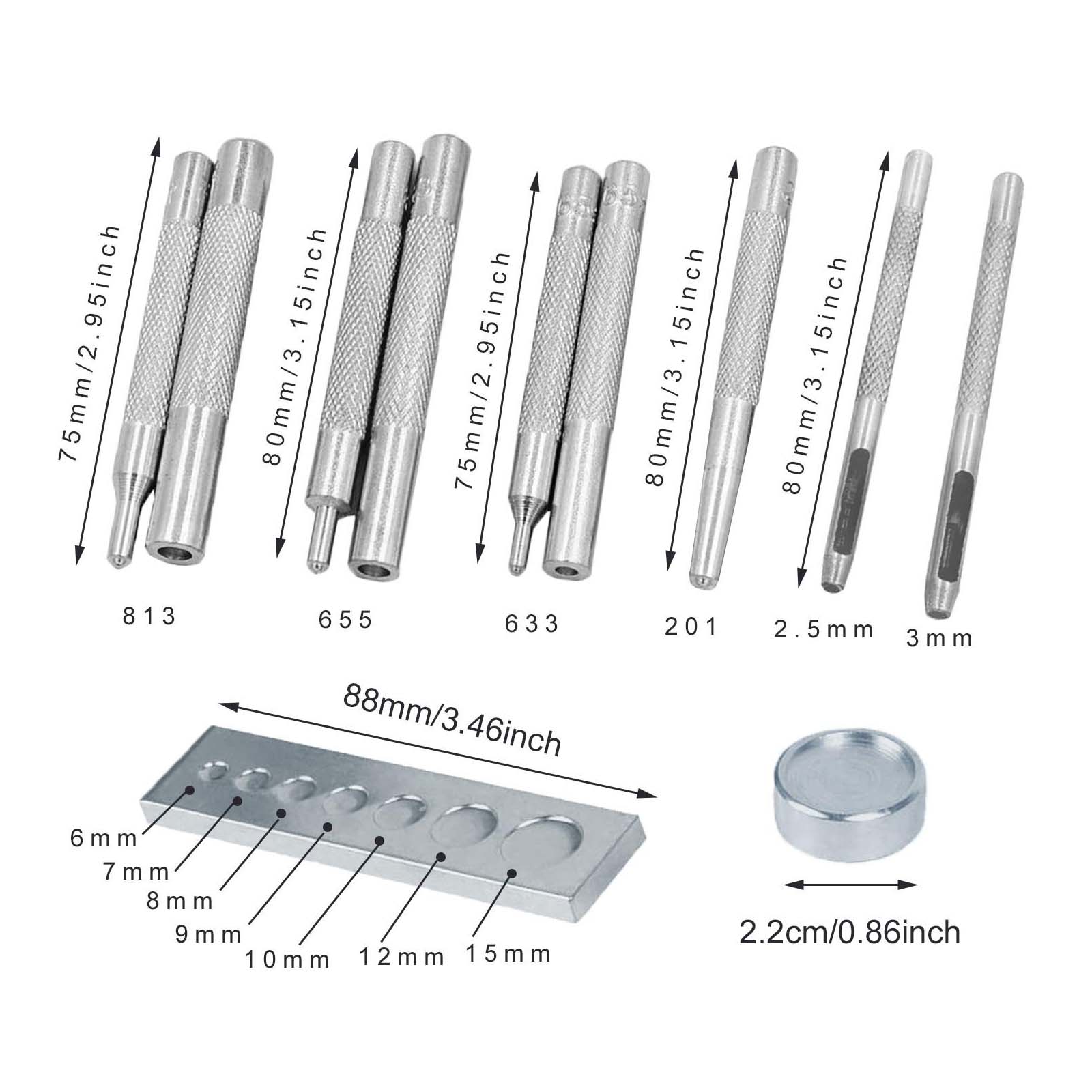 11 stks Snap Rivet Setter, Lea - Leatherwork Rivet Setter recensie en prijs