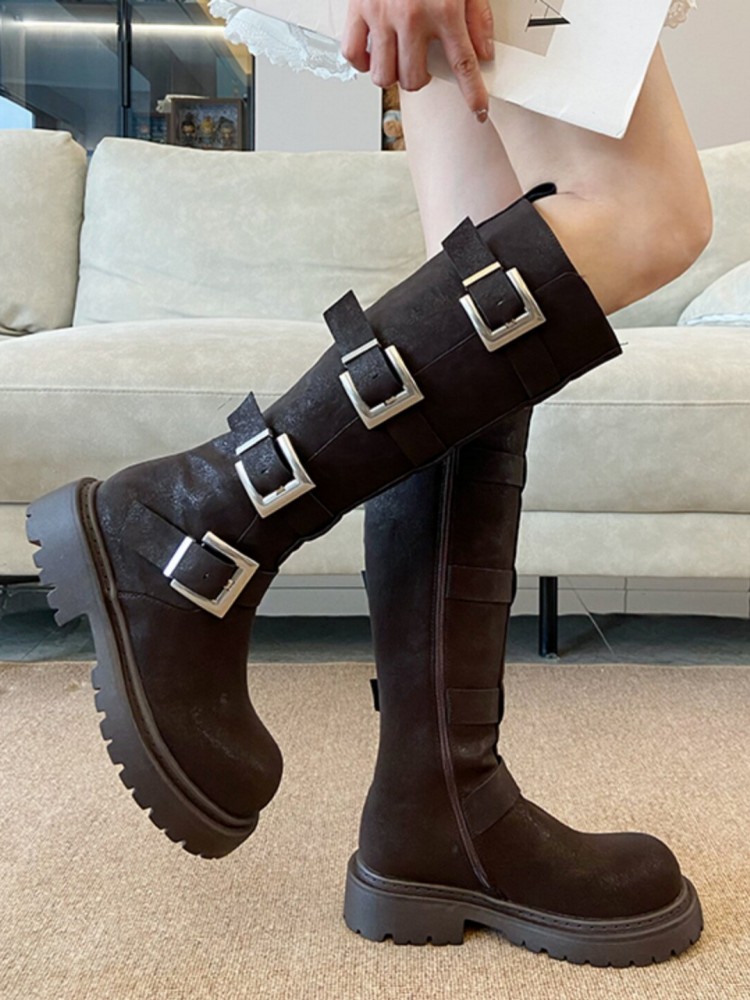 Mode Dames Multi Buckle Knieho - Leatherwork Boots recensie en prijs